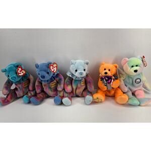 TY Beanie Baby Birthday Bear Lot of 5 | 4 Have TY Tags | All Tushy Tags